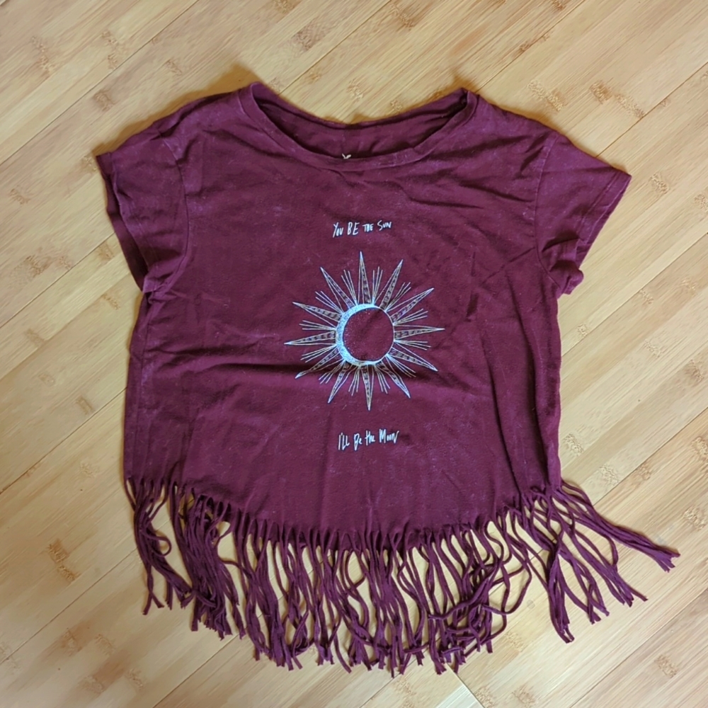 American Eagle crop fringe tee - XS